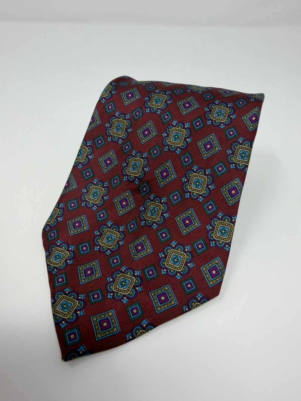 Fendi Cravatte Vintage 100% Silk Tie - Burgundy Multi